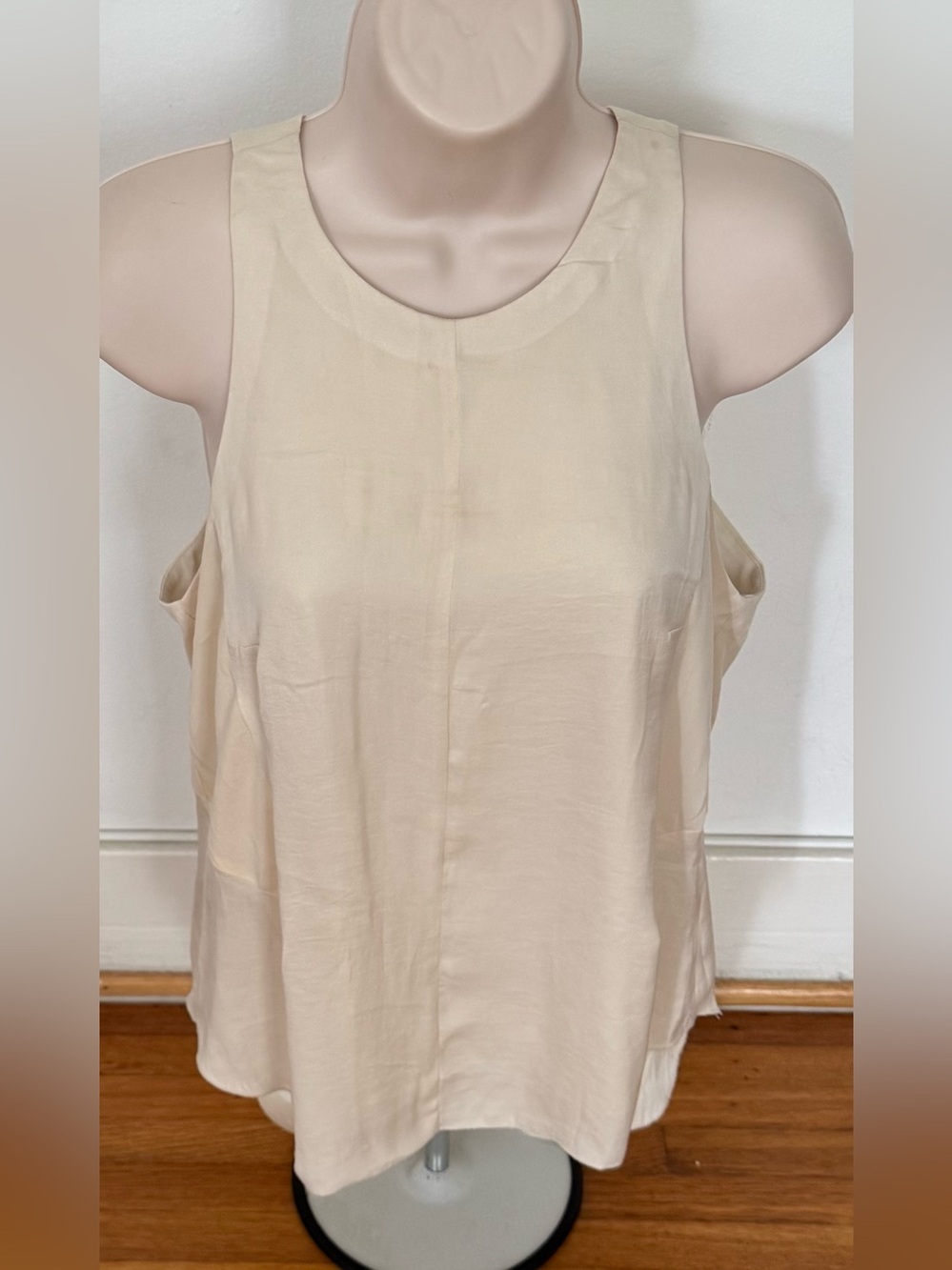 rag & bone Cream Scoop Neck chiffon lined sleeveless blouse, size S Made in USA